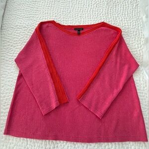 Eileen Fisher boxy, boat neck, 100% organic linen sweater.